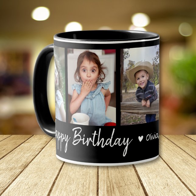 Personlig Grattis på födelsedagen 5 Photo Collage  Mugg (happy birthday mug photo collage mugs keepsake mugs)
