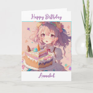 Personlig Grattis på födelsedagen Anime Girl Kort