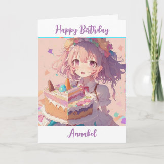 Personlig Grattis på födelsedagen Anime Girl Kort