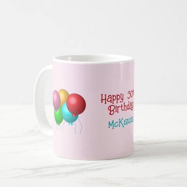 Personlig Grattis på födelsedagen Bubbar 30års föd Kaffemugg (Framsida vänster)