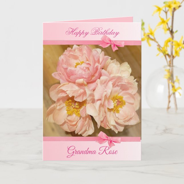 Personlig Grattis på födelsedagen Card med Rosa Pe Kort (Gul blomma)
