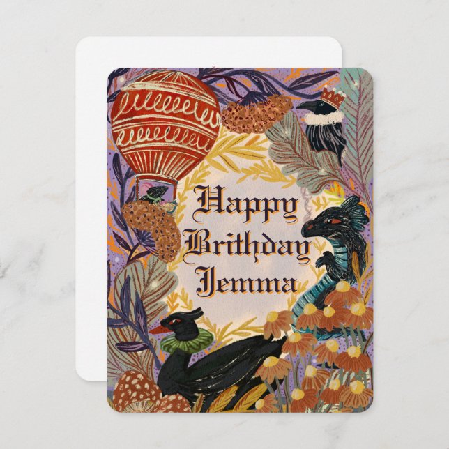 Personlig Grattis på födelsedagen Card Whimsical N Julkort (Fram/baksida)