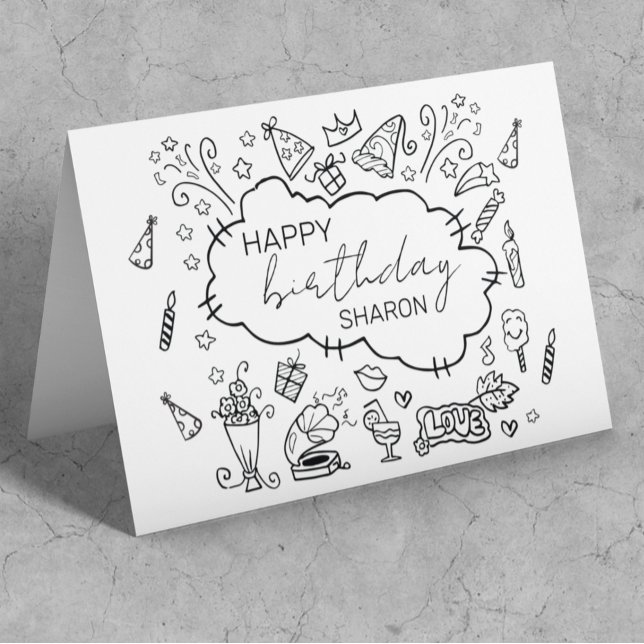 Personlig Grattis på födelsedagen Doodle Art Kort (Skapare uppladdad)