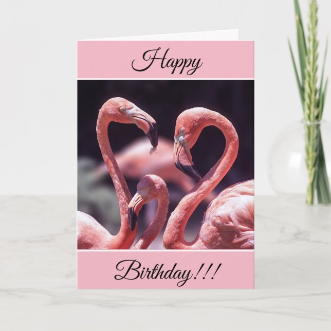 Personlig Grattis på födelsedagen Flamingos-kort Kort (Framsida)