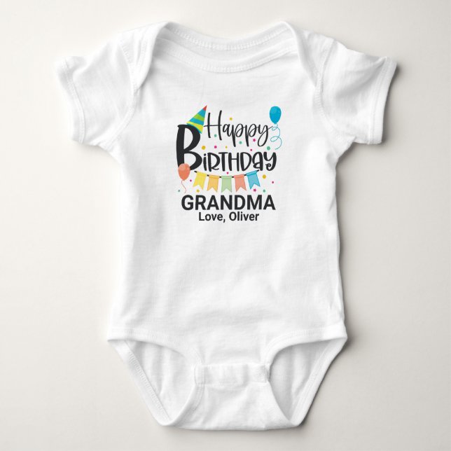 Personlig Grattis på födelsedagen Grandma T Shirt (Framsida)