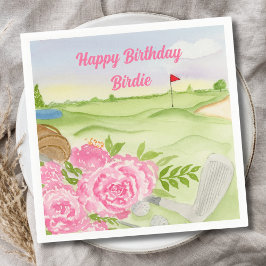 Personlig Grattis på födelsedagen Peonies on Golf Pappersservett