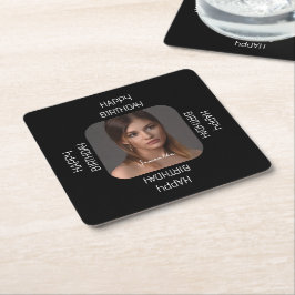 Personlig Grattis på födelsedagen Photo Namn-skrip Underlägg Papper Kvadrat