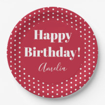 Personlig Grattis på födelsedagen Red Polka Dot