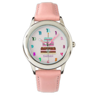 Personlig GRATTIS PÅ FÖDELSEDAGEN rosa (girly) Armbandsur