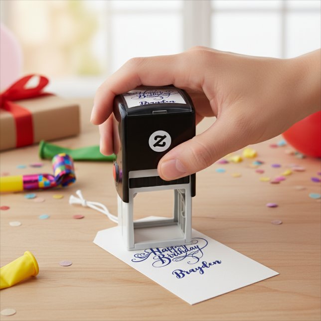 Personlig Grattis på födelsedagen självbränande Fr Självfärgande Stämpel (Personalized Happy Birthday Self-Inking Stamp)