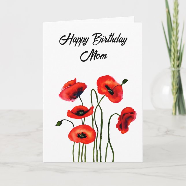 Personlig Grattis på födelsedagen Söt Poppies Kort (Framsida)