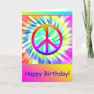 Personlig Grattis på födelsedagen Tie Dye Peace Ca Helgkort