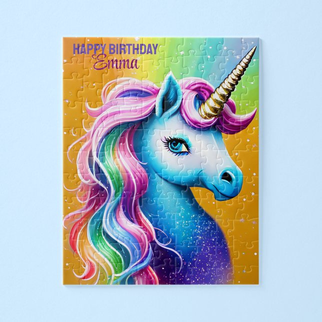 Personlig Grattis på födelsedagen Unicorn med Namn Pussel (Skapare uppladdad)