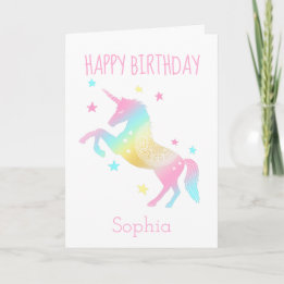 Personlig Grattis på födelsedagen Unicorn Rainbow Kort