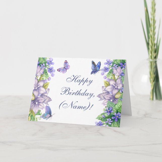 Personlig Grattis på födelsedagen Vintage Blommigt Kort (Framsida)