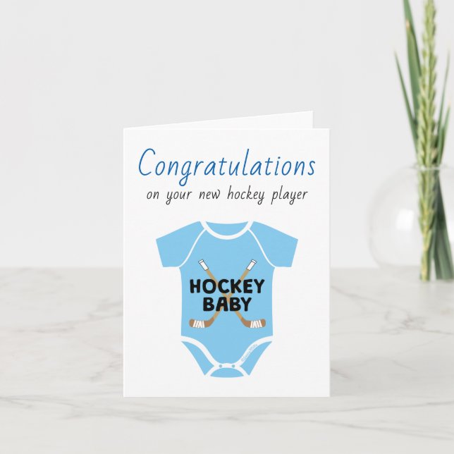 Personlig Grattiss Hockey Baby Shower Kort (Framsida)