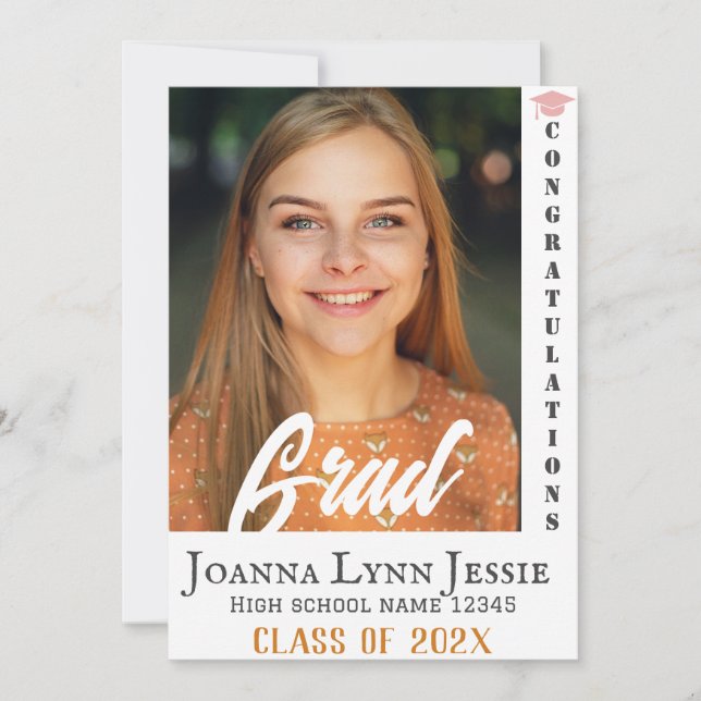 Personlig Grattiss-skript Student Photo Julkort (Framsida)