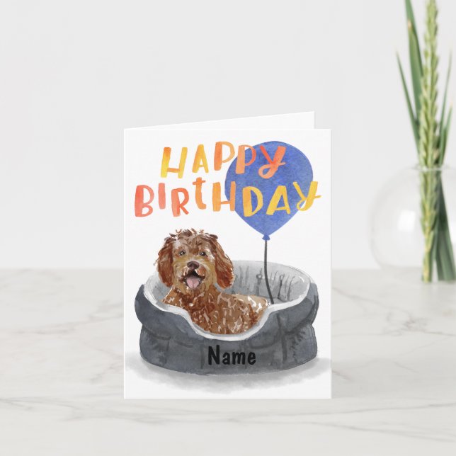 Personlig gratulationskort för Labradoodle Kort (Framsida)