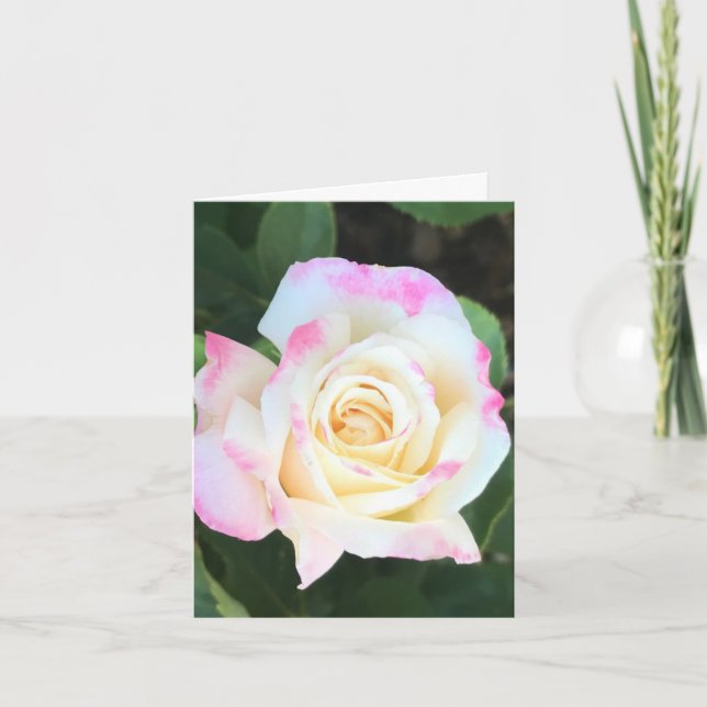 Personlig gratulationskort med rosa och gula rosor kort (Framsida)