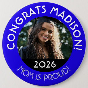Personlig Gratulerar Grad Photo Mamma Proud Blue Knapp