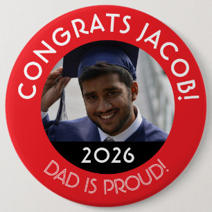 Personlig Gratulerar Grad Photo Pappa Proud Red Knapp