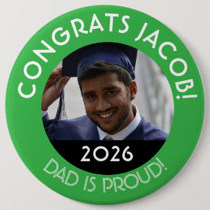 Personlig Gratulerar Grönt för Grad Photo Pappa Pr Knapp