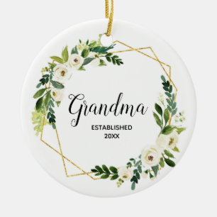 Personlig Gravid Blommigt keramik Julgransprydnad Keramik