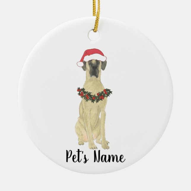 Personlig Great dane (Fawn) Julgransprydnad Keramik (Framsidan)