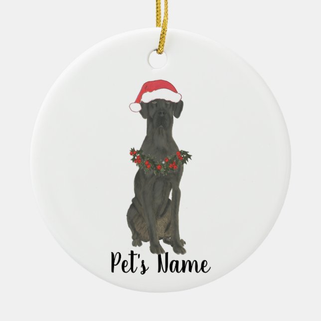 Personlig Great dane (svart) Julgransprydnad Keramik (Framsidan)