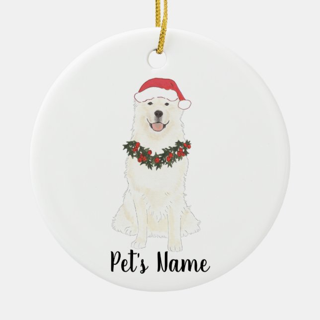 Personlig Great Pyrenees Julgransprydnad Keramik (Framsidan)