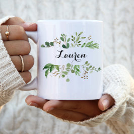 Personlig Greenery Bridesmaid Gift Kaffemugg
