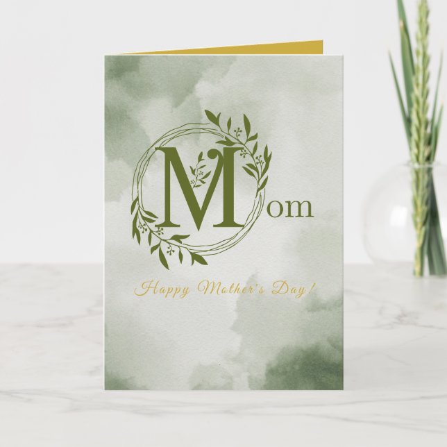 Personlig Greenery Monogram Mamma Mors dag Kort (Framsida)