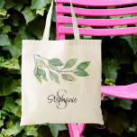 Personlig Greenery Tygkasse<br><div class="desc">Denna personlig i säcken dekoreras med botaniskt vattenfärgat löv i gröntens nyans. Anpassade enkelt med ditt namn och monogram. Ursprunglig vattenfärg © Michele Davies.</div>