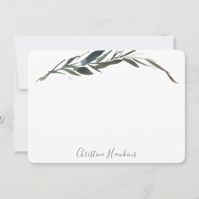 Personlig Greenery Watercolor Eucalyptus Olive Anteckningskort (Framsida)