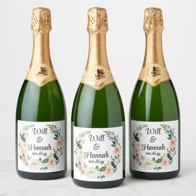 Personlig Greenery Wedding Reception Champagne (Flaskor)