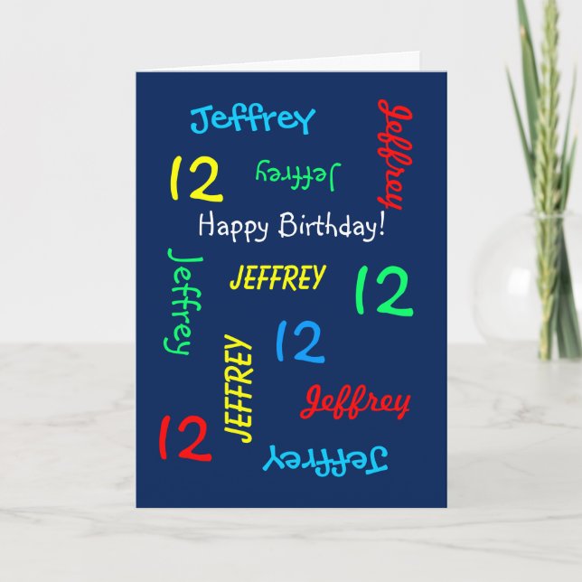 Personlig Greeting Card 12:e Birthday, Blue Kort (Framsida)