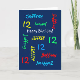 Personlig Greeting Card 12:e Birthday, Blue Kort