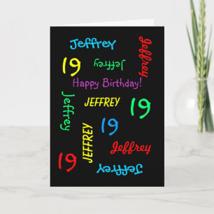Personlig Greeting Card, 19:e födelsedag svart Kort