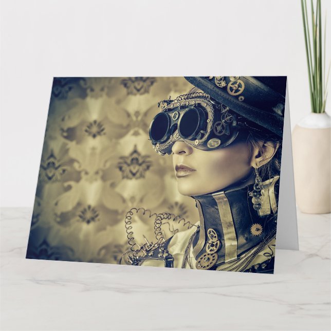 Personlig Greeting Card - Steampunk Art 'Titta' Kort (Framsida)