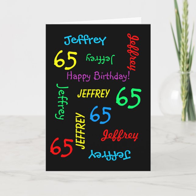 Personlig Greeting Card, svart, 65e Birday Kort (Framsida)