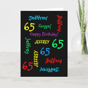 Personlig Greeting Card, svart, 65e Birday Kort