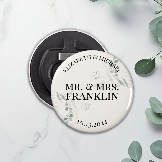Personlig Grey Gren Wedding Favor Button Flasköppnare (Skapare uppladdad)