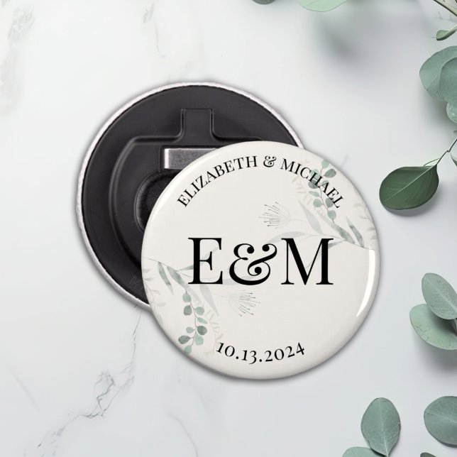 Personlig Grey Gren Wedding Favor Button Flasköppnare (Skapare uppladdad)