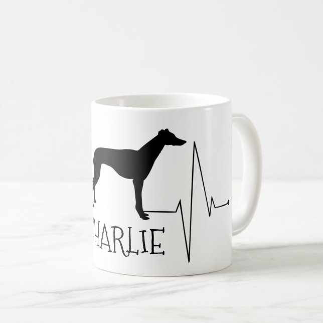 Personlig Greyhound Whipper Kärlek Hund Heart Beat Kaffemugg (Framsida höger)