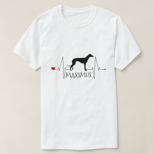 Personlig Greyhound Whipper Kärlek Hund Heart Beat T Shirt (Design framsida)