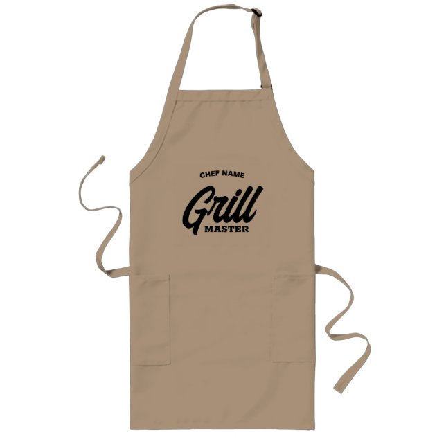 Personlig Grill Master BBQ-plattan med fickor Långt Förkläde (Framsidan)