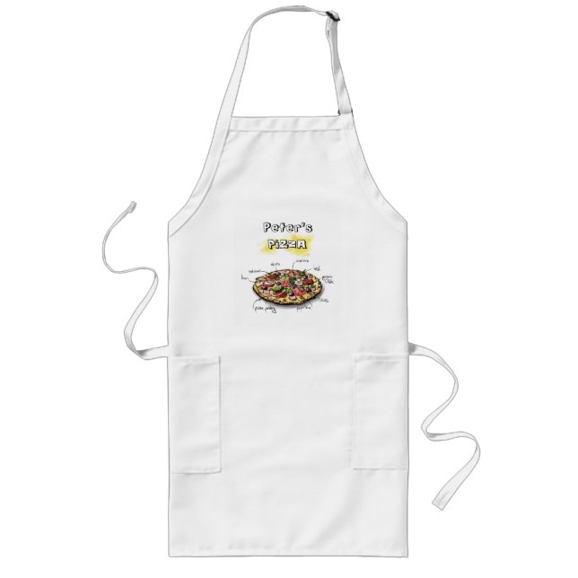 Personlig grillförkläde med pizzakonst långt förkläde (Framsidan)
