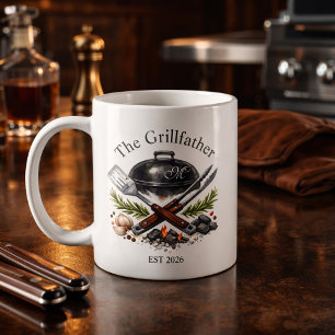 Personlig Grillpappa-monogram Kaffemugg