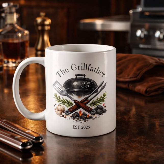 Personlig Grillpappa-monogram Kaffemugg (Skapare uppladdad)