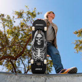 Personlig Grim Reaper Edgy Gotisk Skalle Mini Skateboard Bräda 18,5 Cm